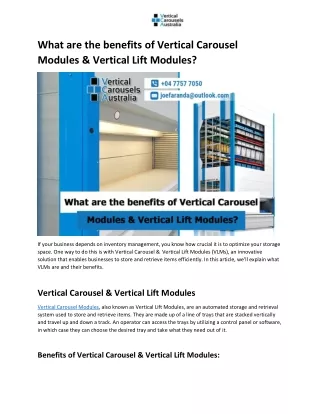 What are the benefits of Vertical Carousel Modules & Vertical Lift Modules