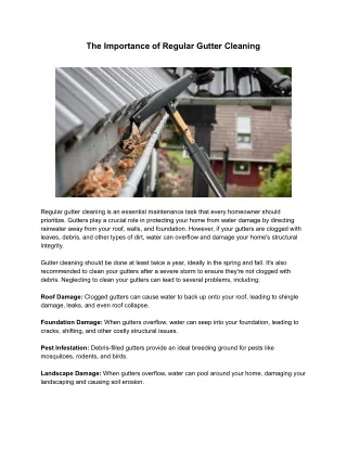 the importance of regular gutter cleaning