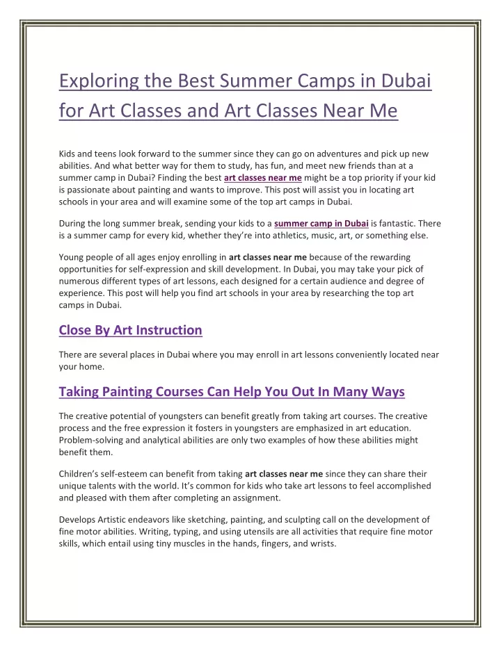 exploring the best summer camps in dubai