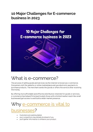 10 major challenges for e commerce business