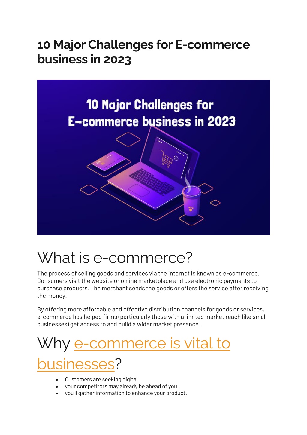 PPT - 10 Major Challenges for E-commerce business in 2023 PowerPoint ...