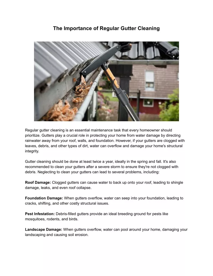 the importance of regular gutter cleaning