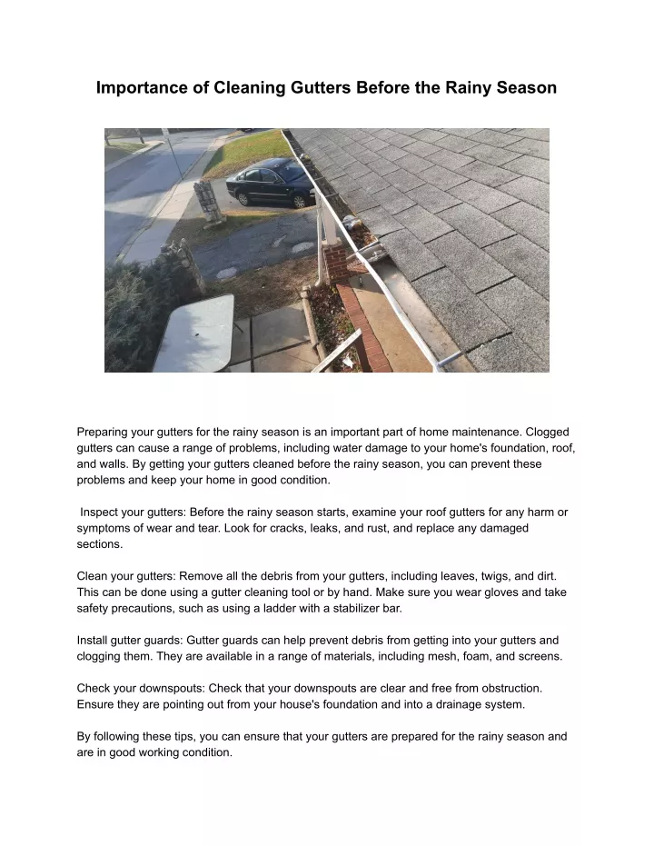 importance of cleaning gutters before the rainy