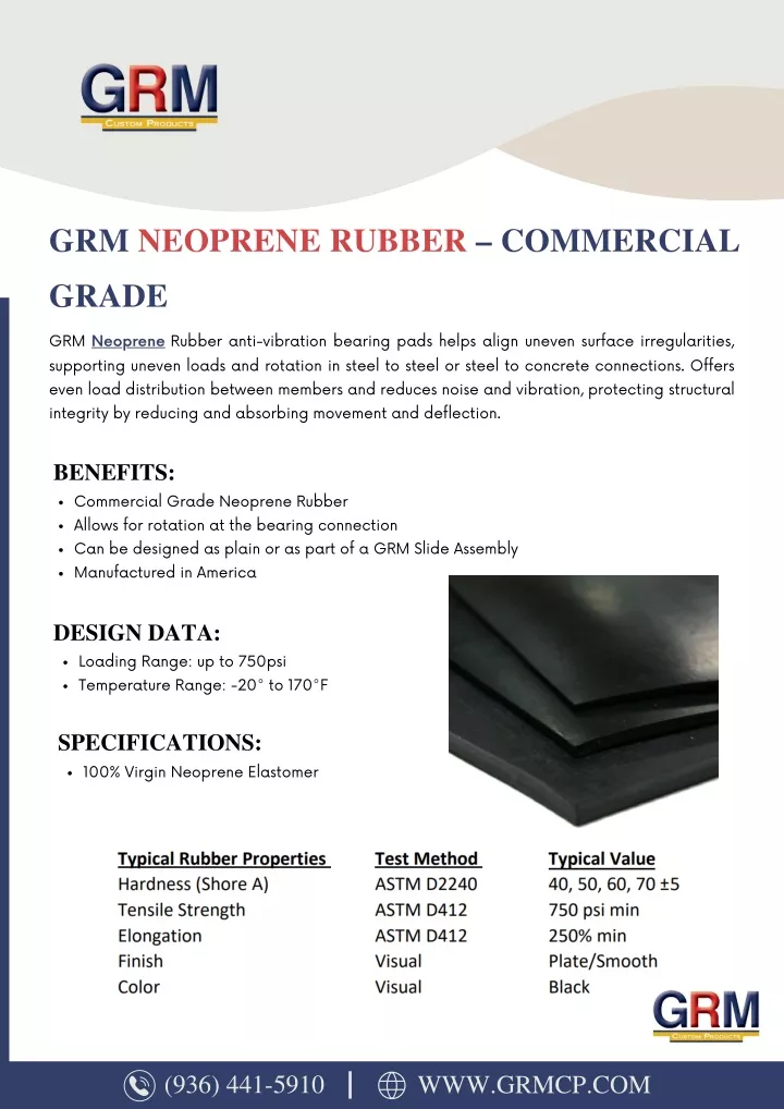 grm neoprene rubber commercial grade