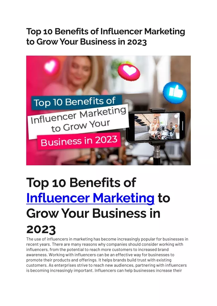 top 10 benefits of influencer marketing to grow