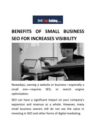 Benefits of Small Business SEO for Increases Visibility