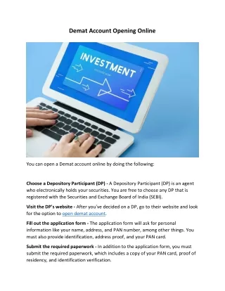 Demat Account Opening Online