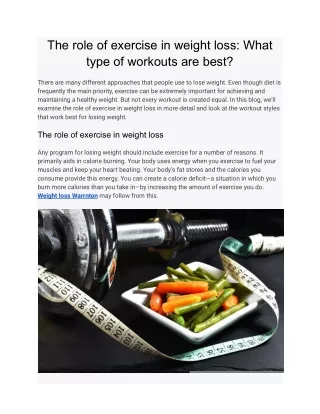 The role of exercise in weight loss_ What type of workouts are best