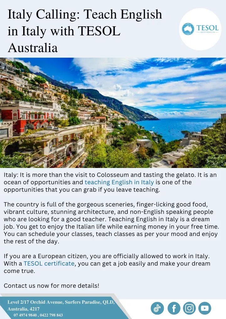 italy calling teach english in italy with tesol