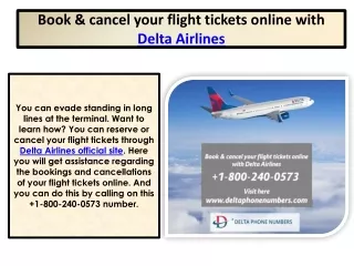 Book & cancel your flight tickets online with Delta Airlines