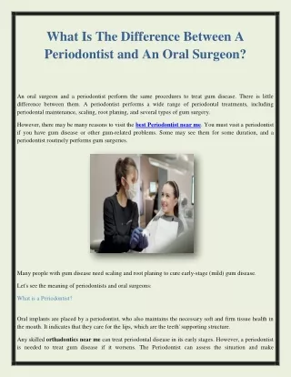 What Is The Difference Between A Periodontist and An Oral Surgeon?