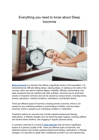 Here is a complete guide to Sleep Insomnia