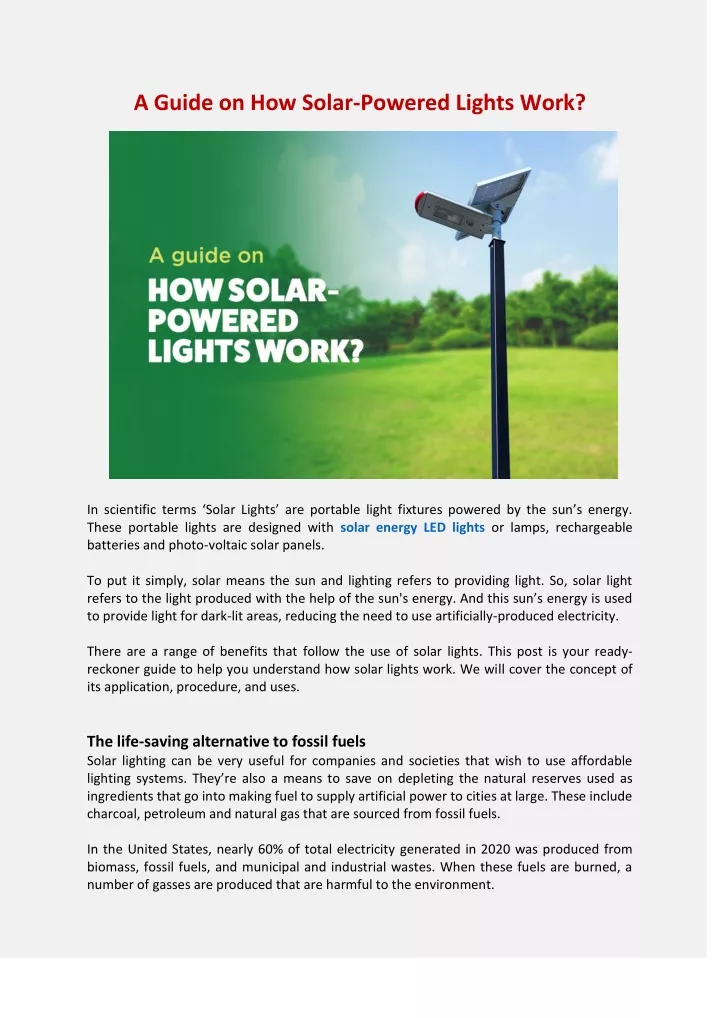 a guide on how solar powered lights work