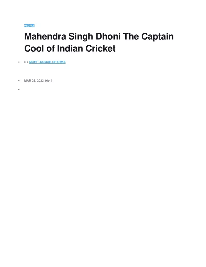 people mahendra singh dhoni the captain cool
