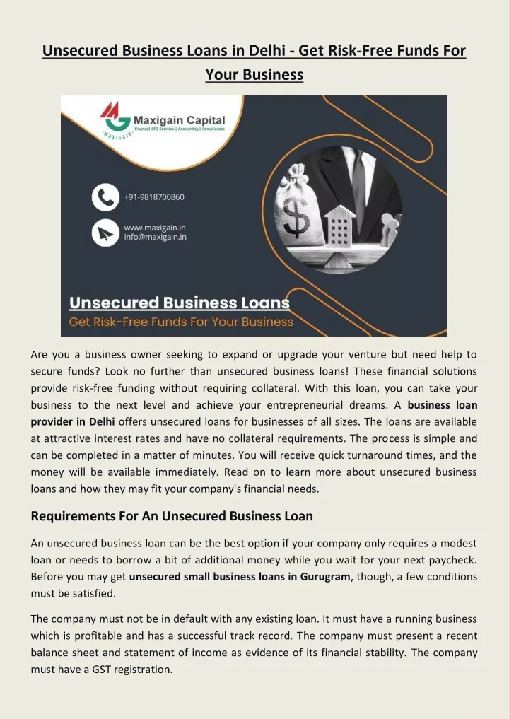 unsecured business loans in delhi get risk free
