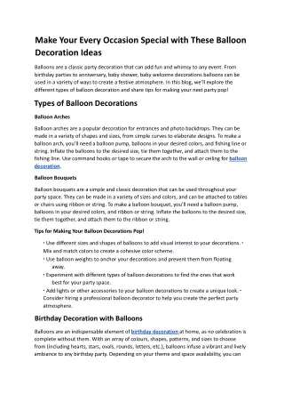 Make Your Every Occasion Special with These Balloon Decoration Ideas.pdf
