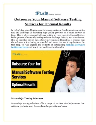 outsource your manual software testing services