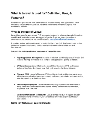 What is Laravel is used for