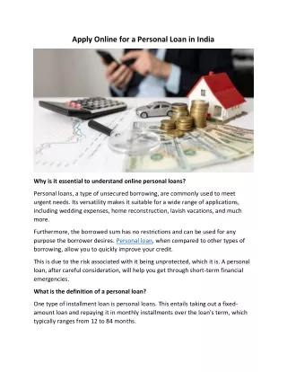 Apply Online for a Personal Loan in India