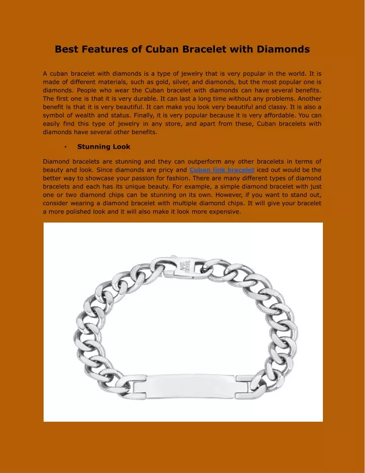 best features of cuban bracelet with diamonds