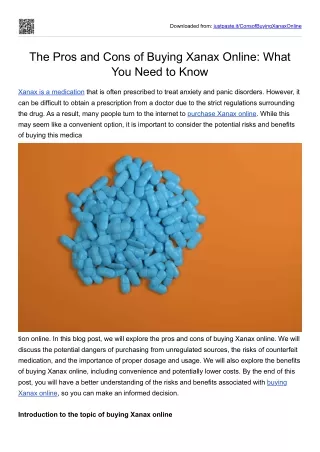 The Pros and Cons of Buying Xanax Online