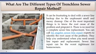 What Are The Different Types Of Trenchless Sewer Repair Method