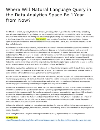 Where Will Natural Language Query in the Data Analytics Space Be 1 Year from Now