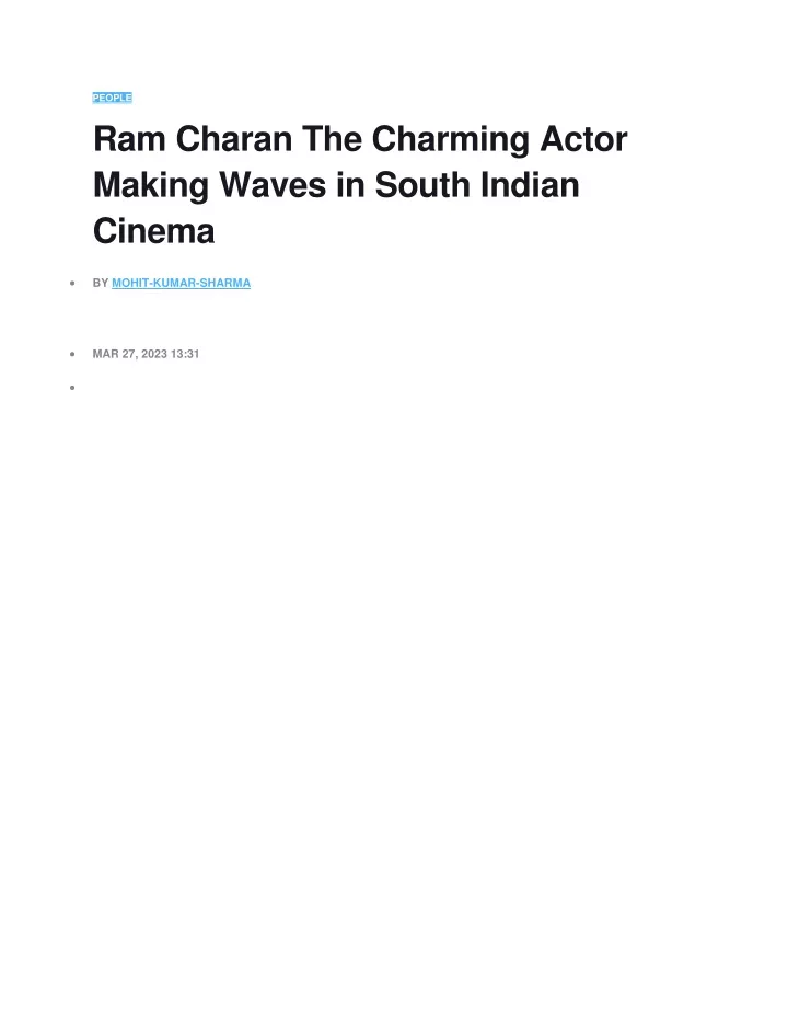people ram charan the charming actor making waves