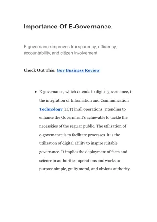 Importance Of E-Governance.