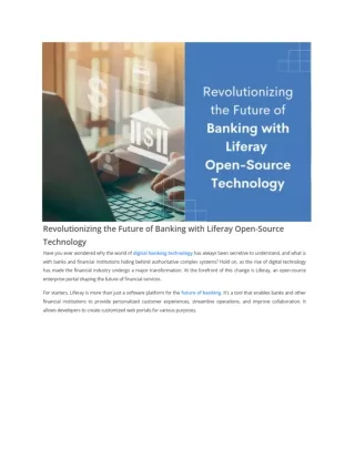 Revolutionizing the Future of Banking with Liferay Open-Source Technology
