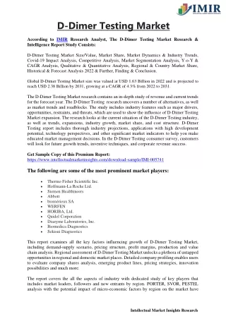 d dimer testing market