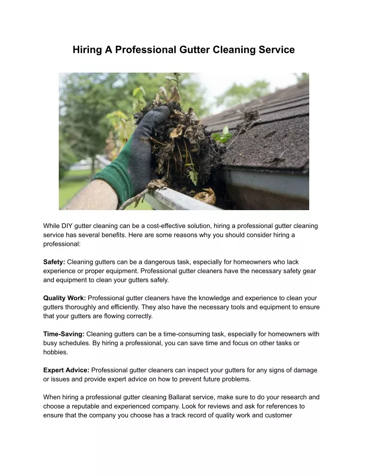 hiring a professional gutter cleaning service