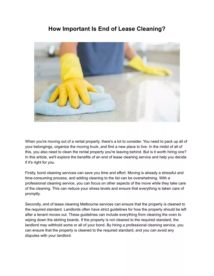 how important is end of lease cleaning