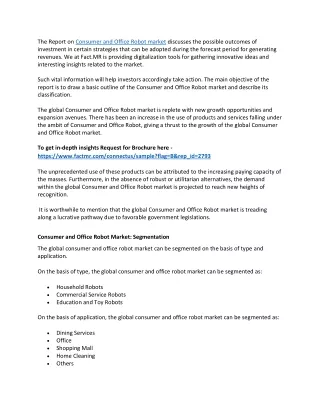 the report on consumer and office robot market