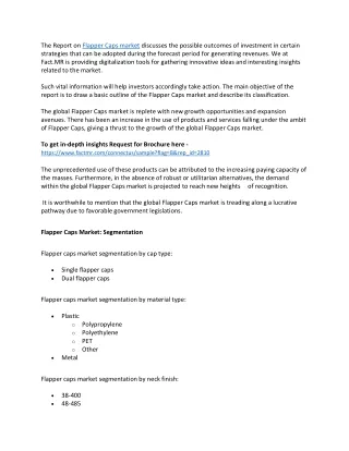 the report on flapper caps market discusses