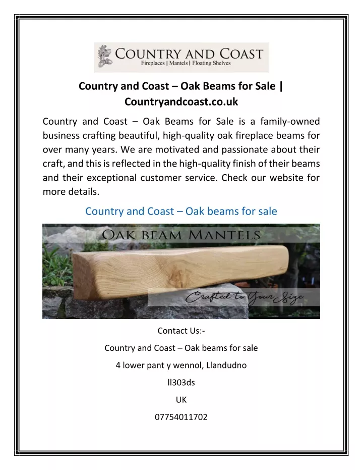 country and coast oak beams for sale