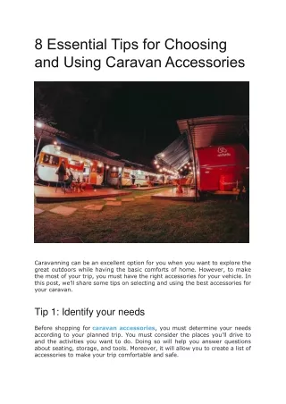 8 essential tips for choosing and using caravan