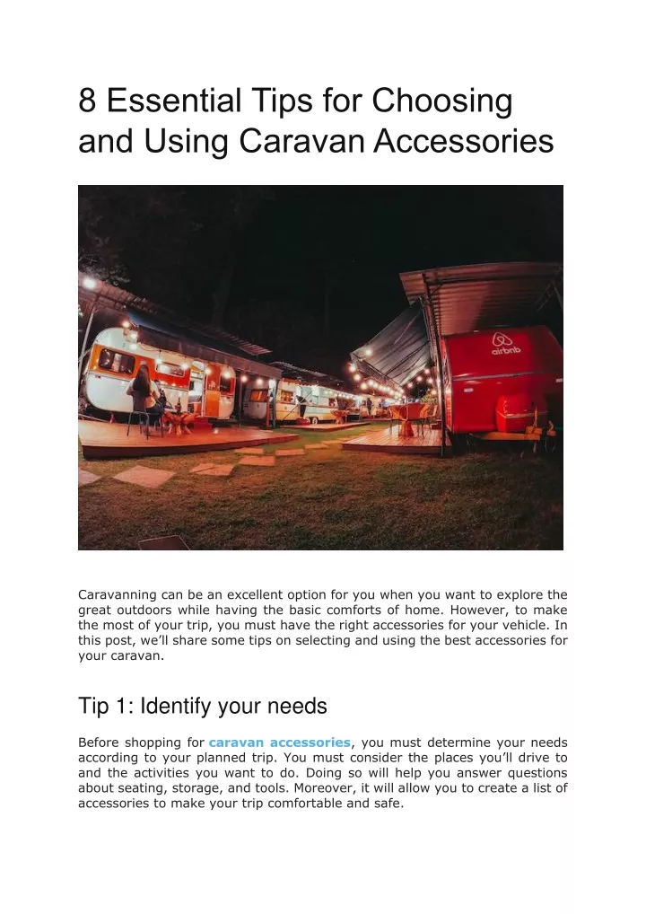 8 essential tips for choosing and using caravan