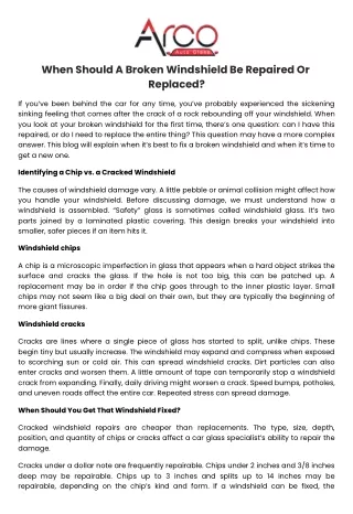 when should a broken windshield be repaired