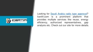 Saudi Arabia Radio Type Approval  Icertifi.com