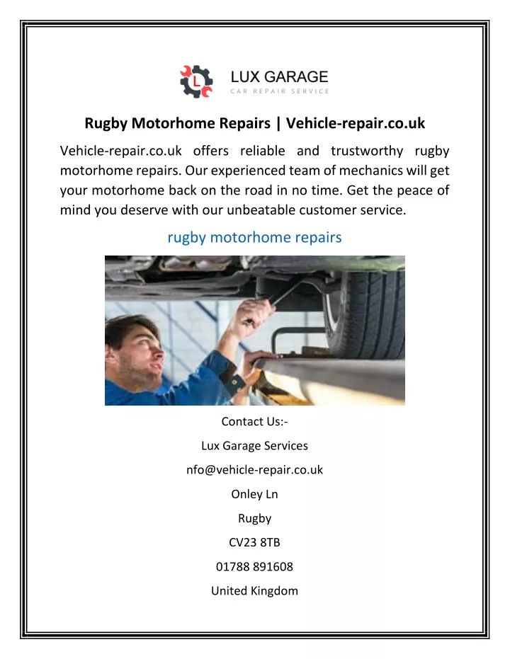 rugby motorhome repairs vehicle repair co uk