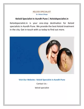 Keloid Specialist In Aundh Pune  Keloidspecialist.in