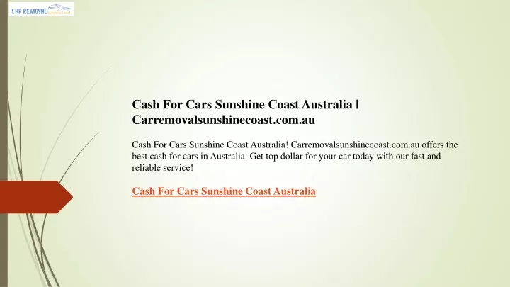 cash for cars sunshine coast australia