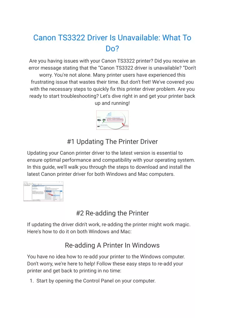 canon ts3322 driver is unavailable what to do