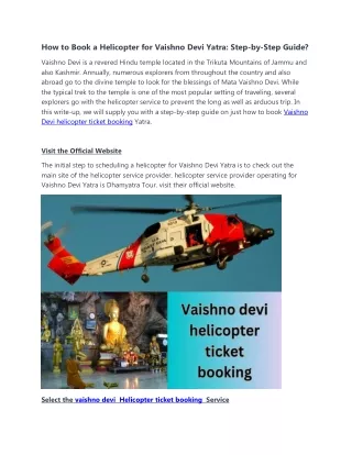How to Book a Helicopter for Vaishno Devi Yatra