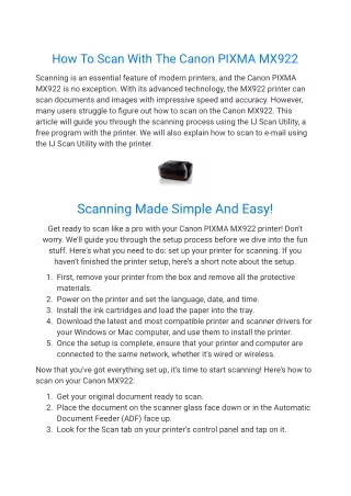 how to scan with the canon pixma mx922