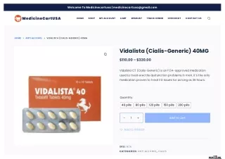 Vidalista (Cialis-Generic) 40MG  Medicinecartusa