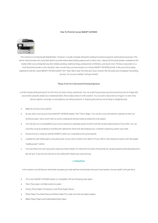 How To Print On Canon MAXIFY GX7020X Printer | FixMyPrinter