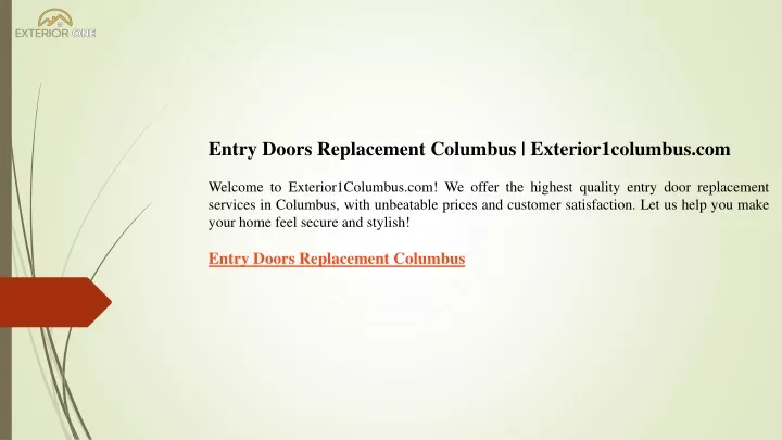 entry doors replacement columbus