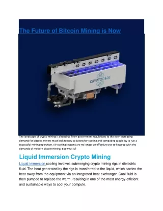 The Future of Bitcoin Mining is Noww